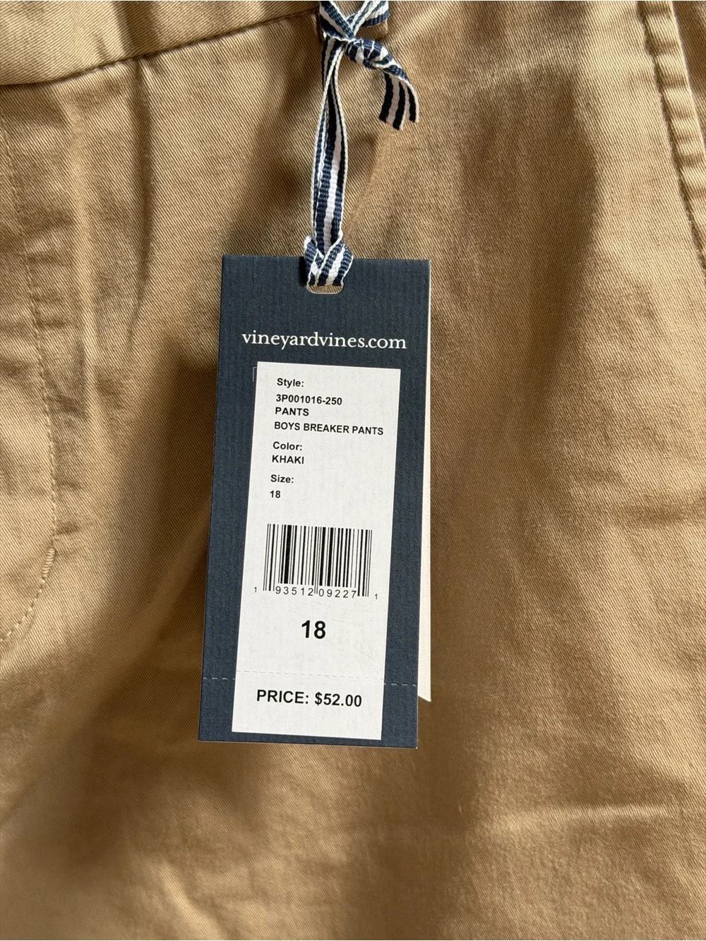 NEW Vineyard Vines Boys Breaker Khaki Pants Classic Preppy Chino 18 Heritage